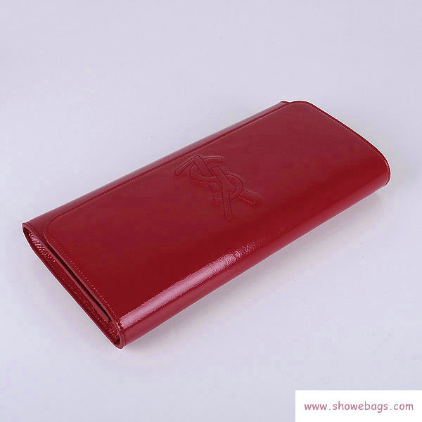 YSL belle de jour patent leather clutch 39321 dark red